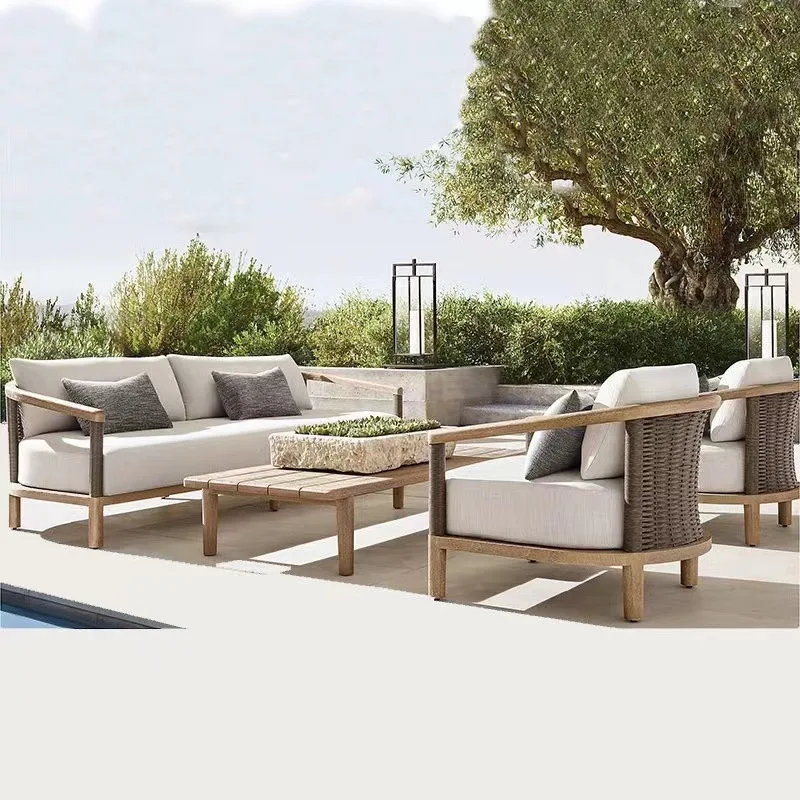 

Outdoor Solid Wood Sofa Hotel Terrace Villa Garden Courtyard Pool