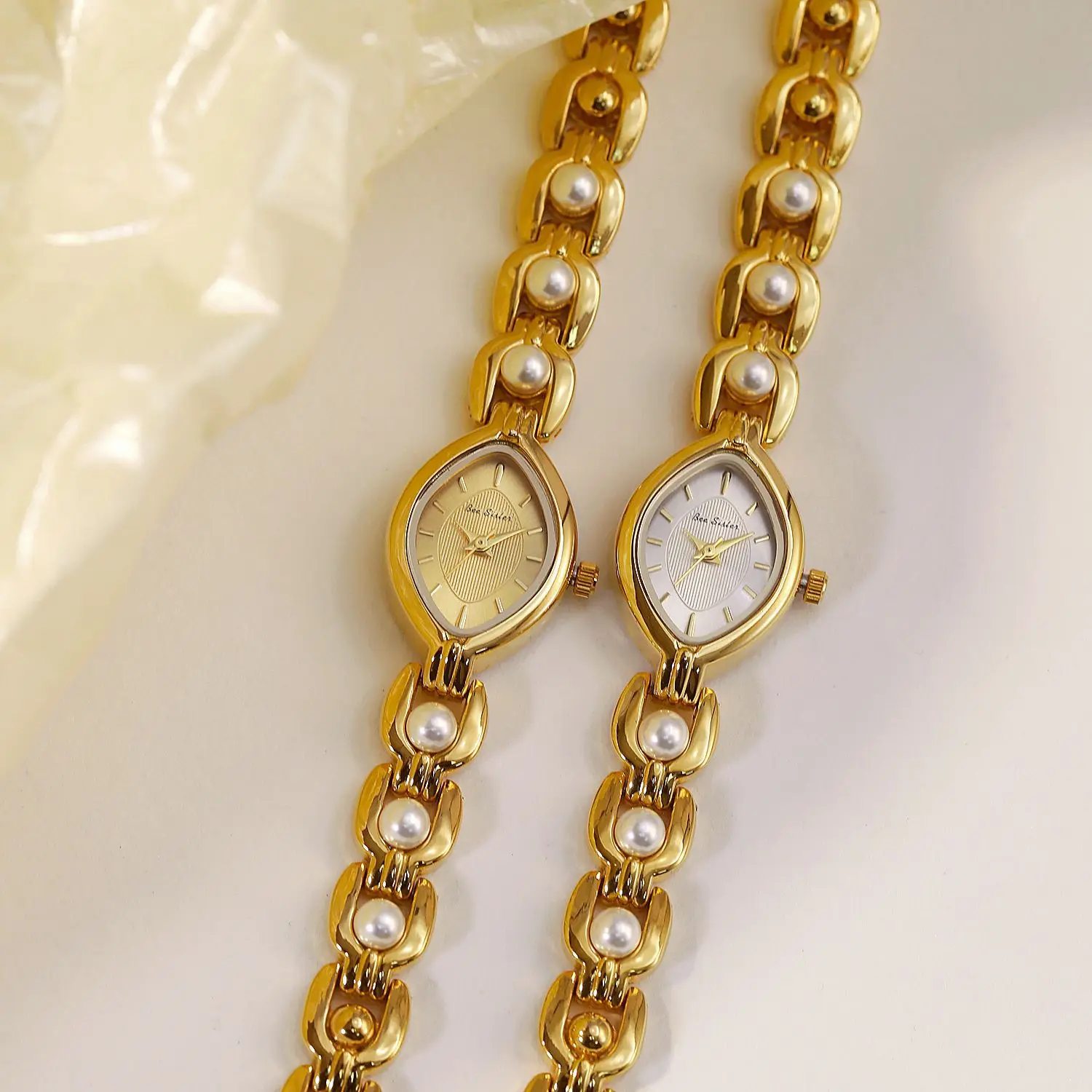 Luxury BS Brand Women's Watch with Antique Pearl Bracelets Waterproof Fashion Quartz Movement Elegant Chain Wristwatch