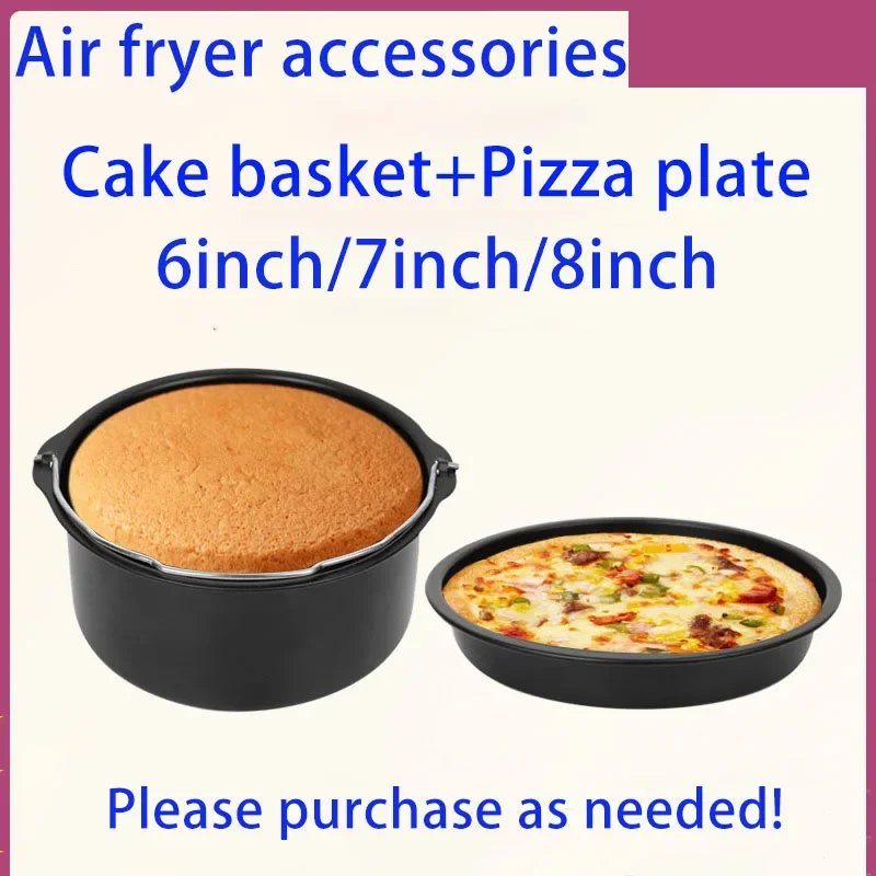 

6/7/8 inch Airfryer Accessories Set Cake Basket Pizza Plate Cake Mold Baking Utensils Non Stick Baking Tools Baking Pan