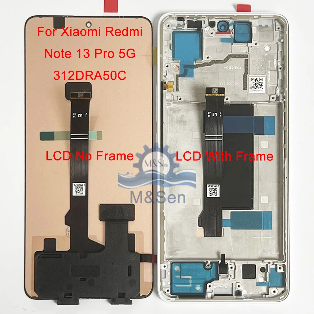 6.67\'\' Original For Xiaomi Redmi Note 13 Pro 5G 2312CRAD3 LCD Display Frame Touch For Redmi Note 13 Pro+ Plus 2312DRA50C