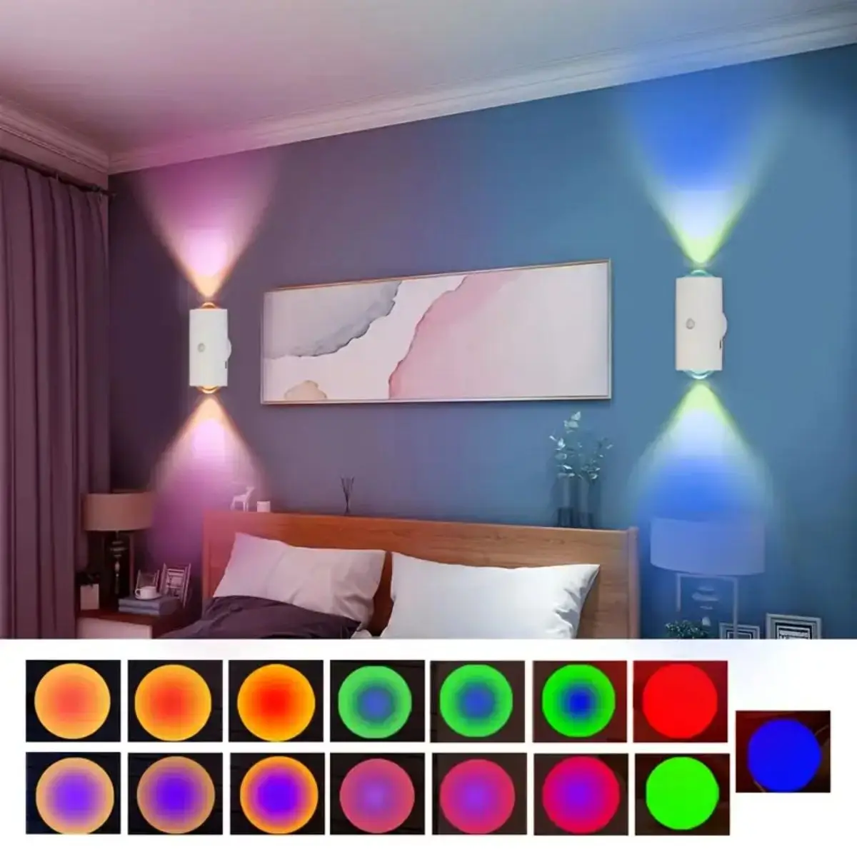 

Magnetic LED motion sensor wall light, adjustable in 15 colors, used in living rooms, bedrooms, corridors