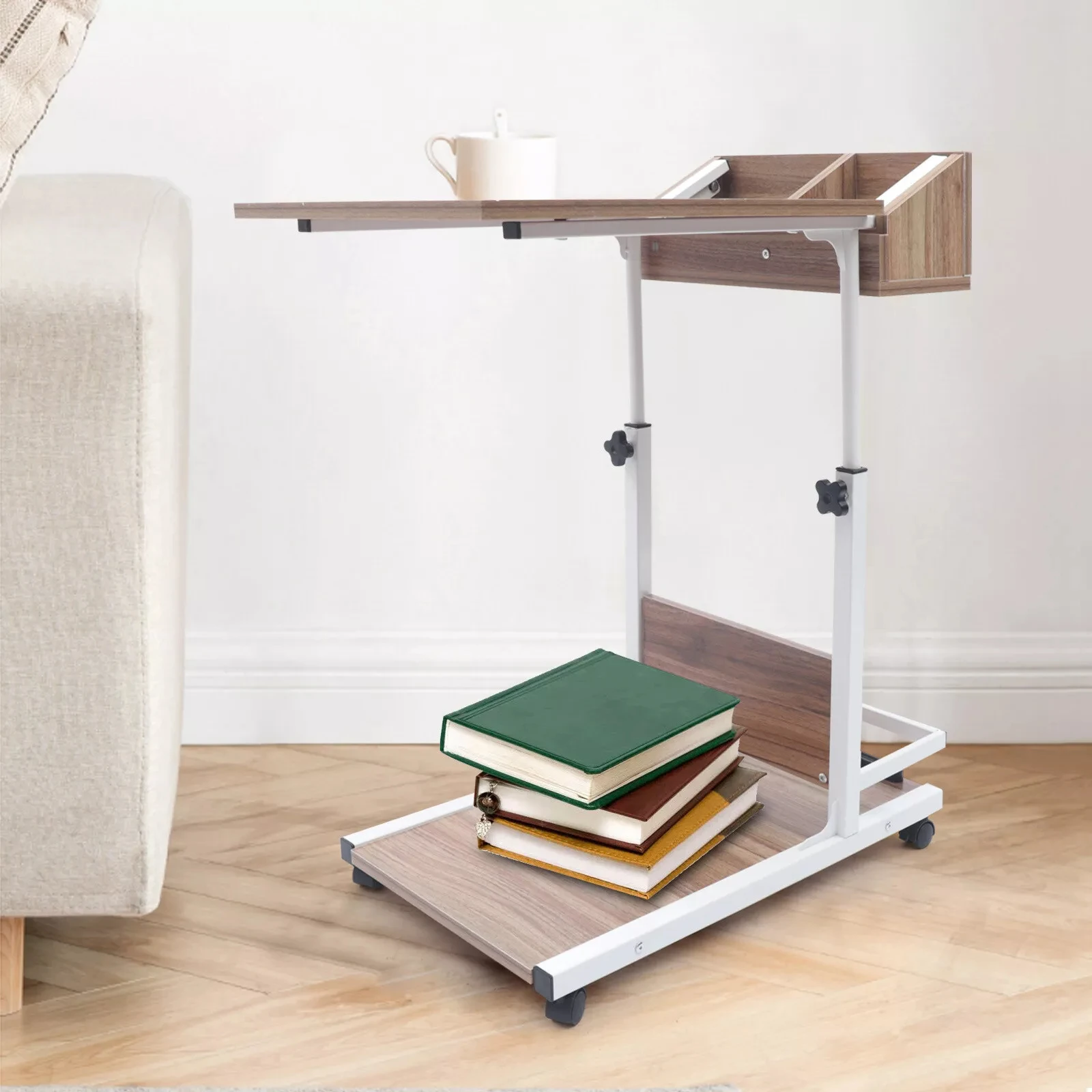 

Adjustable Height C Table - Coffee Tray Couch Table with Wheels, Bedside Table USA
