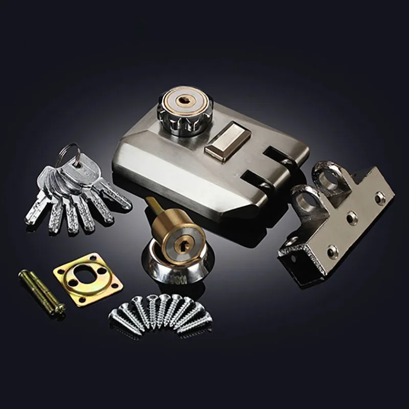 Security Lock 6 Keys Door Lock Strong Deadbolt Home Security Universal Stainless Steel Exterior Anti-theft Wooden/Iron Door Lock