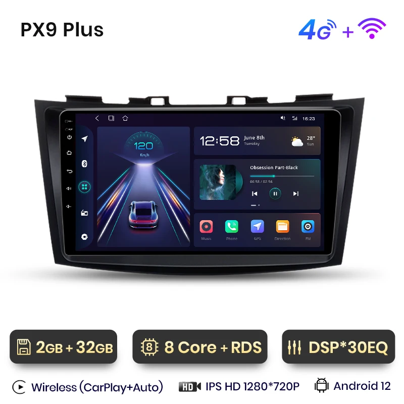 Awesafe Px9 Plus Autoradio Voor Suzuki Swift 4 2011 - 2017 Draadloze Carplay Android Auto Nr 2 Din 2din Dvd