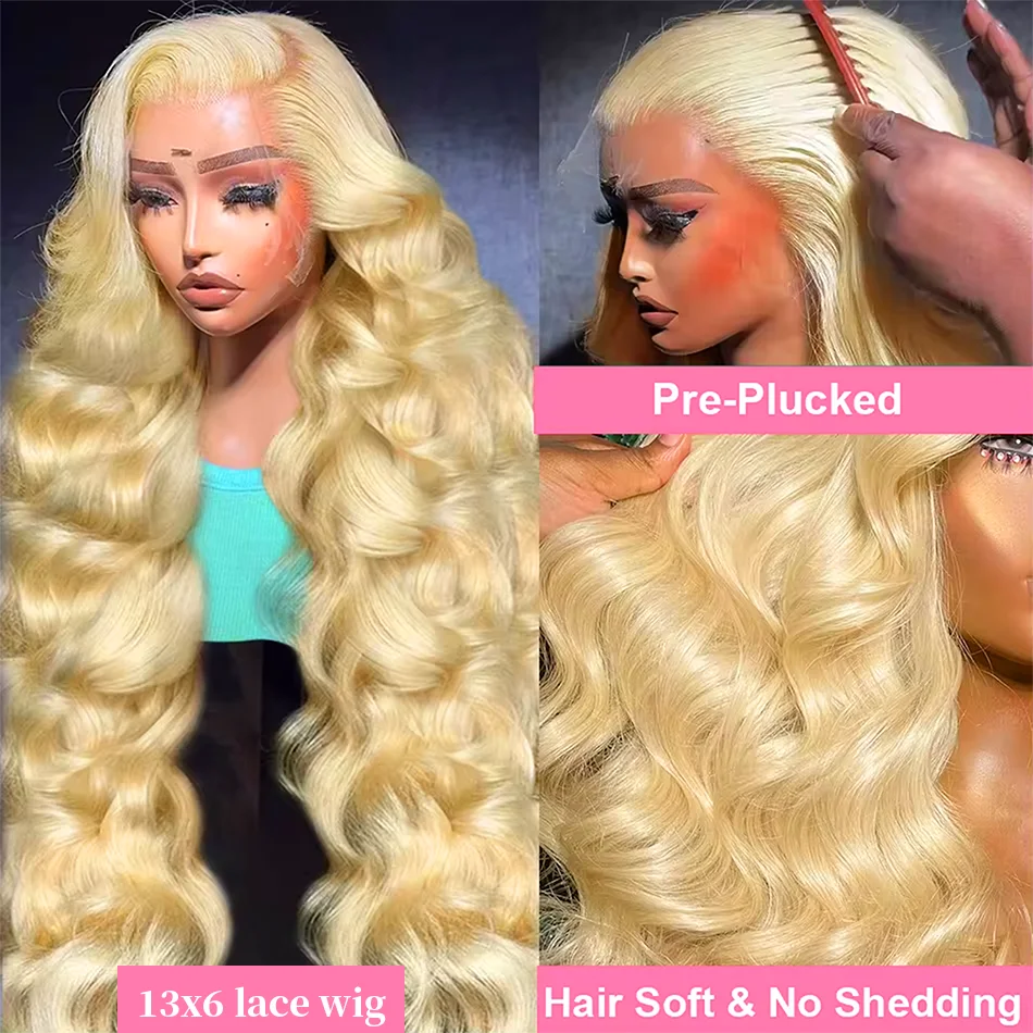 Blonde 613 HD Lace Frontal Wig 13x6 Body Wave HD Lace Frontal Wig 613 Colored Human Hair Wigs 30 Inch Long Loose Deep Wig Blonde