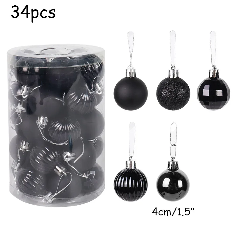 

34PC Christmas Ball Decor 4CM Christmas Tree Hanging Pendant Decor Supplies Christmas Tree Decoration Ball Navidad New Year Gift