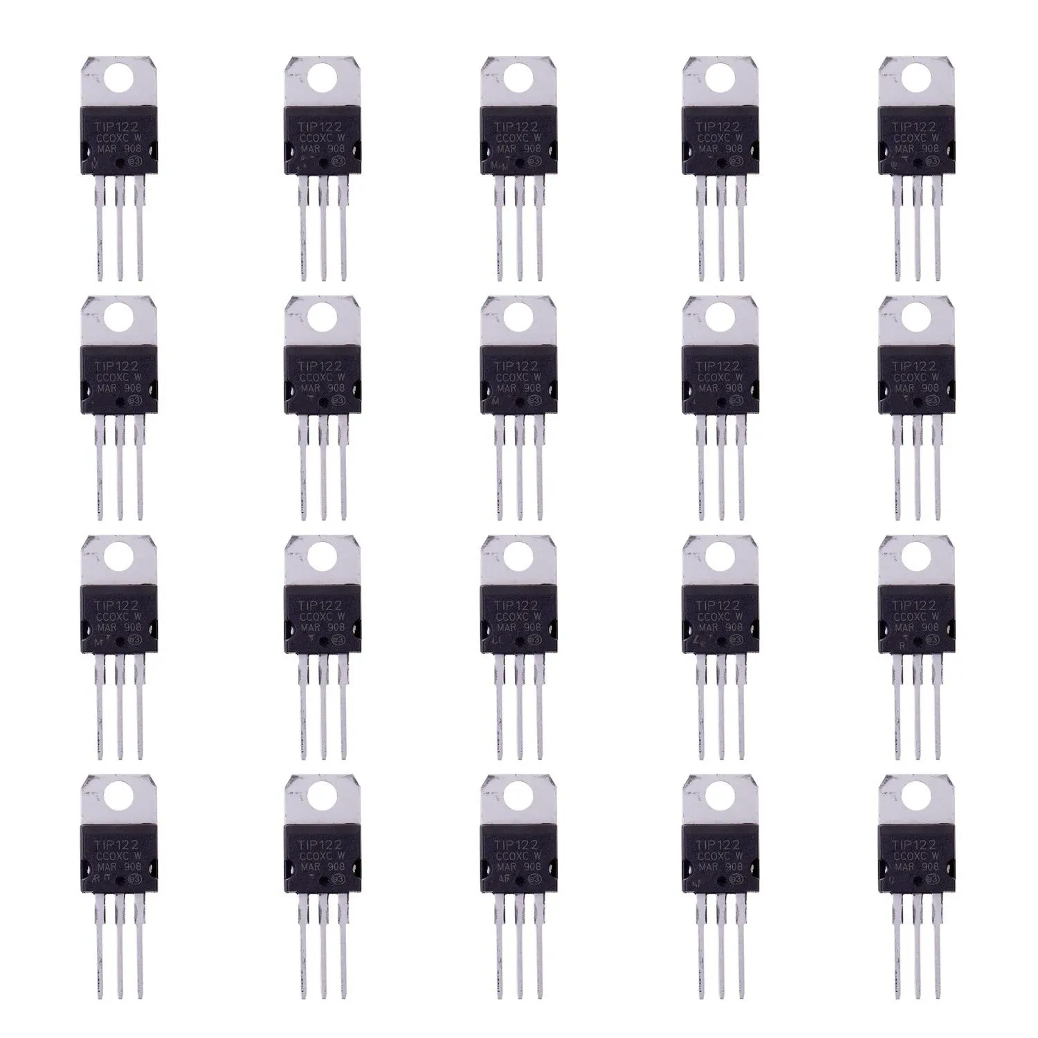 TIP122 NPN 5 A 100 V Silicon Epitaxial Power Transistor 5 amp 100 Volt Darlington Transistors TO-220 (Pack of 20 Pcs)