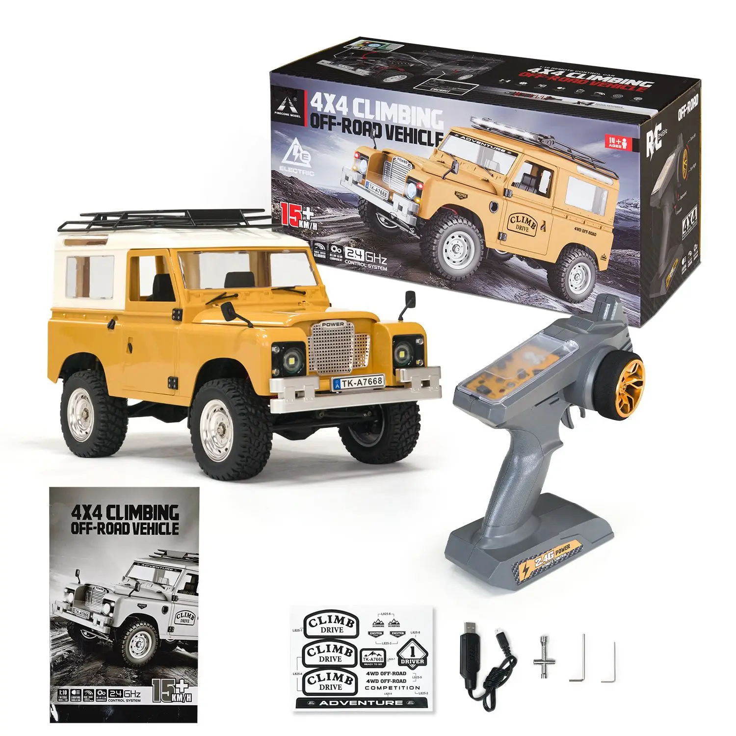New 1/10 Scale LR Defender Pickup Truck - All-Terrain RC Crawler Car Realistic Off-Road Model & Gift for Boys