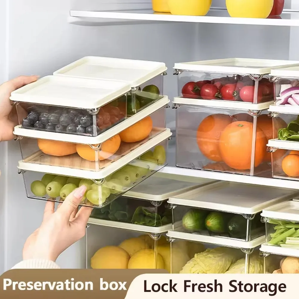 Crisper Box, Food Grade Fridge Storage Box, Vegetable Freezer Seal Storage Box With Lid