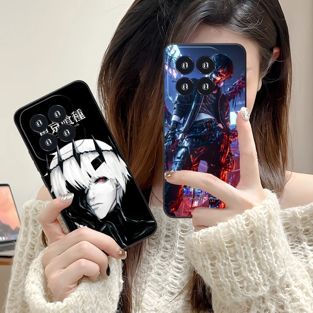 Tokyo Ghoul Kaneki Mobile Cell Phone Case for Xiaomi 14 13 12 11 10 9 T Ultra Lite Pro S SE X 5G Black Soft Phone Cover Shell