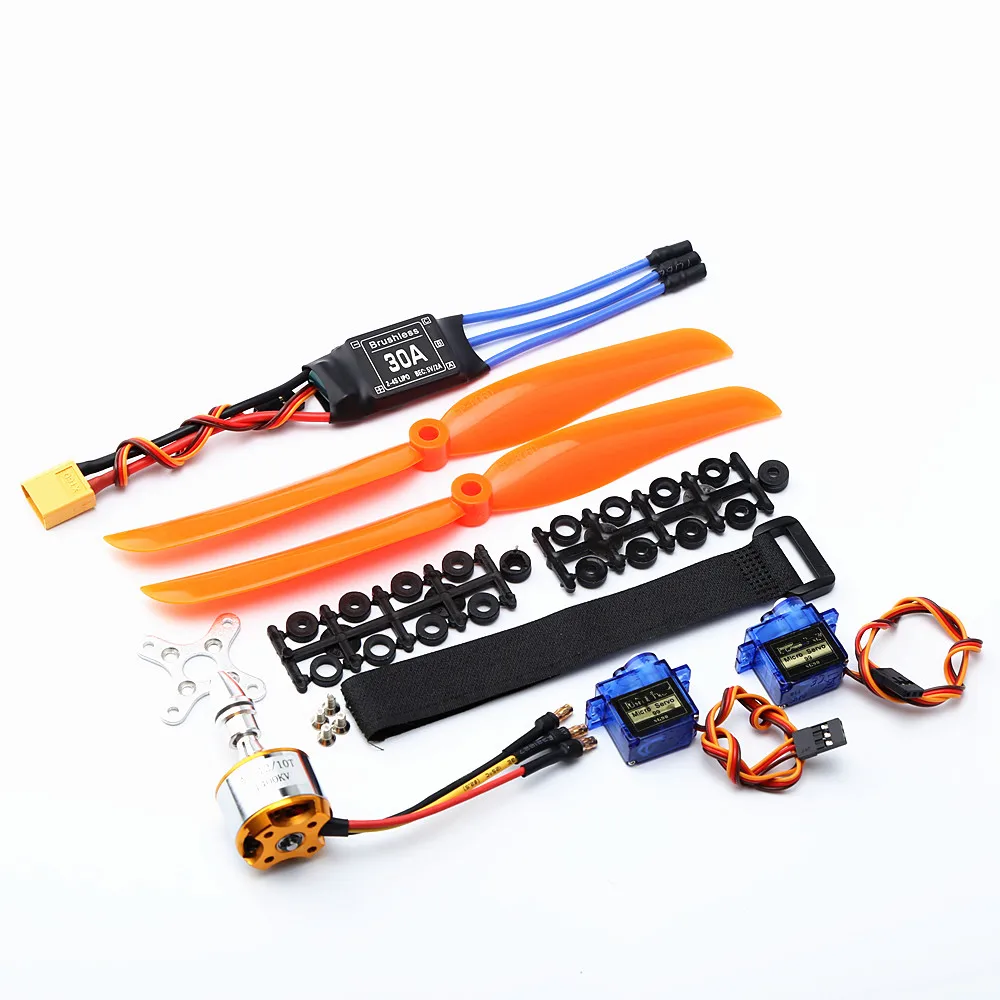 Motor sem escova 1400KV 30A ESC XT60 Plug SG90 9G Mini Servo 8060 Hélice para helicóptero de avião de asa fixa RC