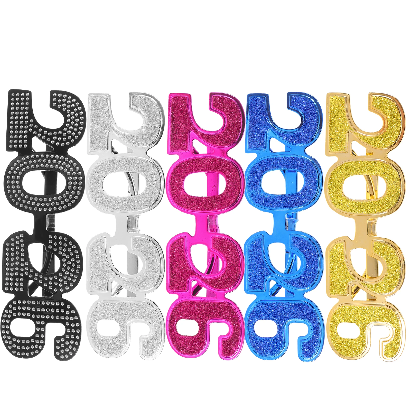 

5Pcs 2026 Graduation Glasses Shatterproof Plastic Frame Sparkly Number Design Ideal for Class of 2026 Party Photo Booth