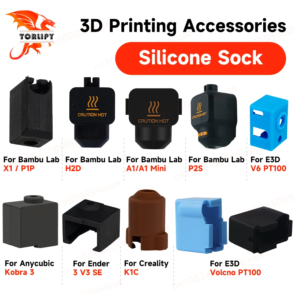 

Силиконовый чехол для хотэнда 3D-принтеров Bambulab A1/A1 Mini/H2D/P2S/E3D/Ender 3V3 SE/Kobra3/K1C/K1/Elegoo Centauri Carbon