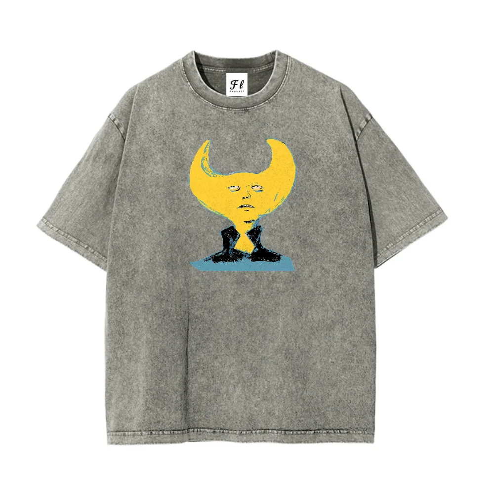 T-shirt grafica con figura cornuta T-shirt oversize in difficoltà casual manica corta unisex retrò streetwear Y2K moda pullover confortevole