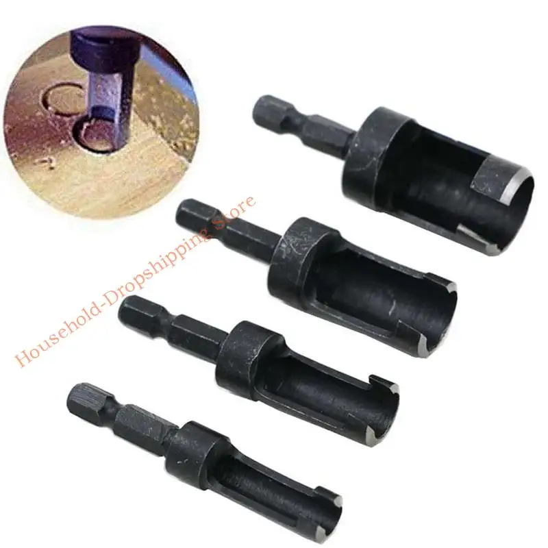 85AD 4Pcs Multifunctional Sturdy Wooden Plug Hole Cutter Bit 6/ 10/ 13/16mm