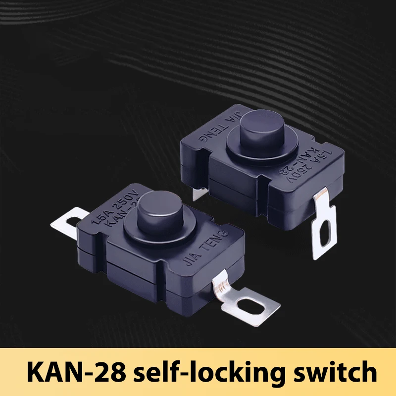 5 KAN-28 1.5A250V Flashlight Switch Self-locking SMD Button Copper Foot Test Press One Open Close