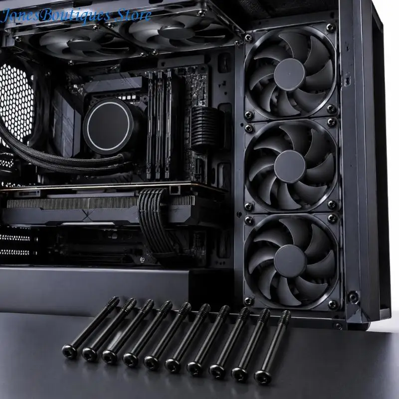 Black Computer Fan Long Screws with Companion Nut for Replacement Repair W8KE