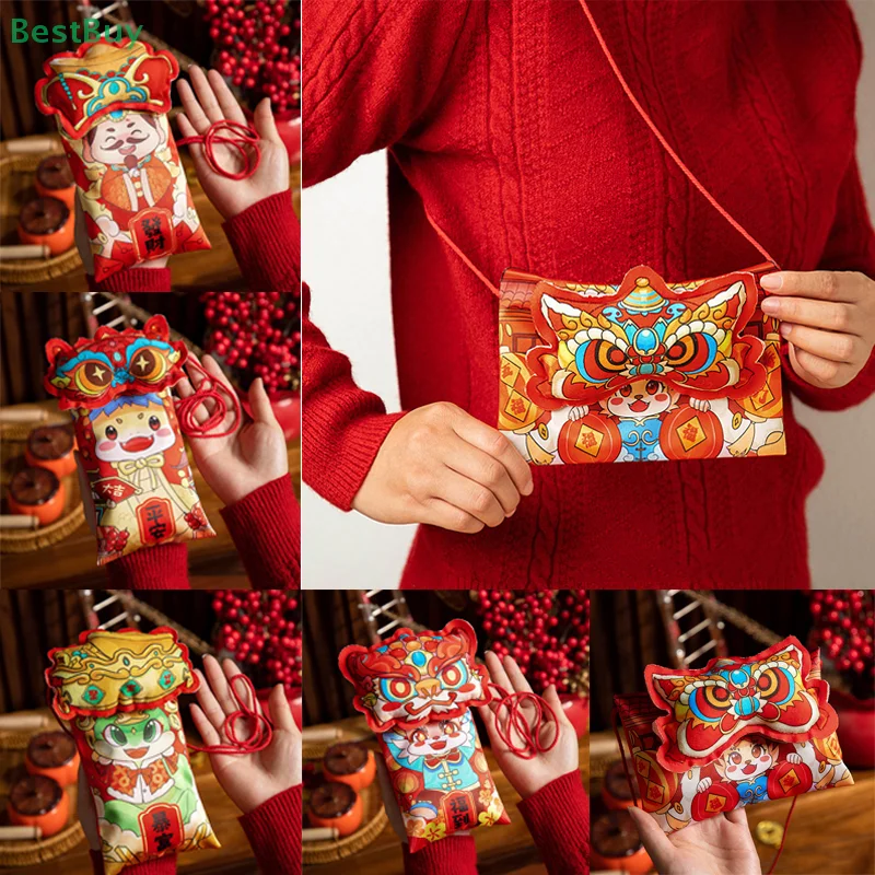 Creative Lovely Shoulder Money Bag Spring Festival Crossbody Bag Chinese Snake Year Red Envelope Cartoon Lucky Red Packet Gifts