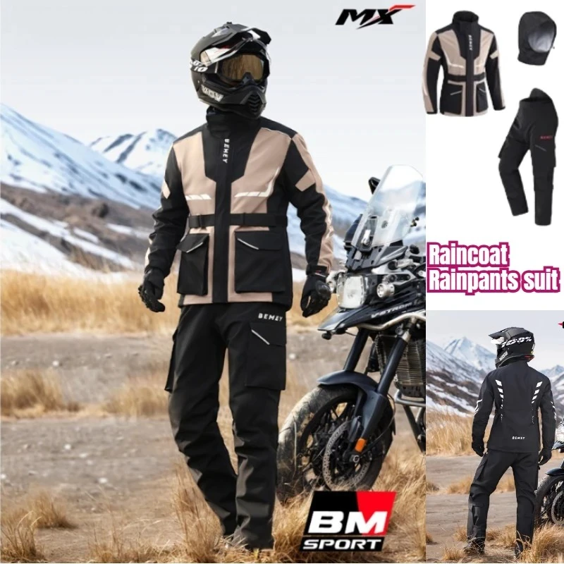 Men's Split Rain Suit All-Weather Full Protection Against Heavy Downpour Waterproof Reflective Riding Gear Windproof Jacket