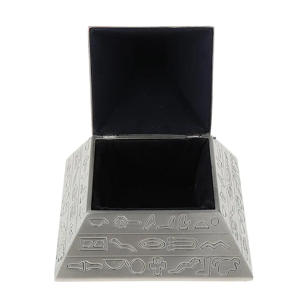 Vintage Home Decor Metal Carved Pyramid Jewelry Box Trinket Fashion Gift Box