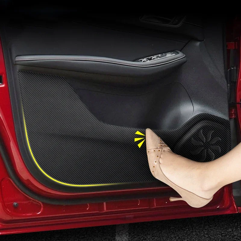 Car Door Anti Kick Pad Carbon Fiber Leather Texture Anti Dirt Protective Sticker Auto Accessories For MG HS 2018-2020 2021 2022
