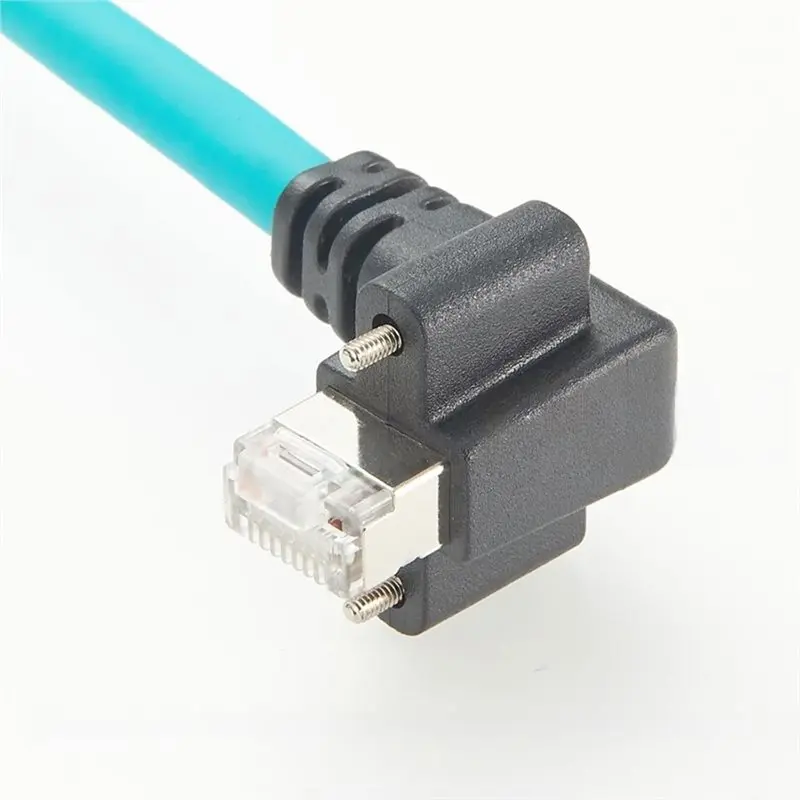 ABZW RJ45 Gige Cable Ethernet Cable Horizontal Lock RJ45 Right Angle Male Cat6a 10 Gigabit Ethercon Cable With Vertical For Lock