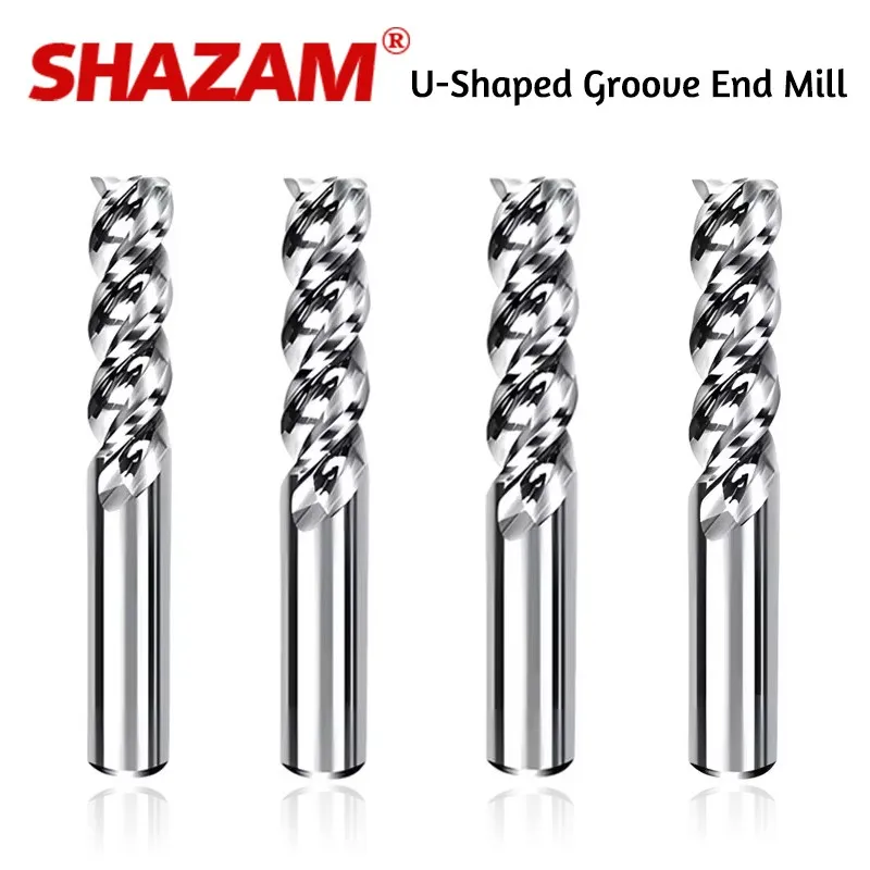 

SHAZAM HRC60 3-Flutes 1.0mm-18.0mm U-Shaped Groove Aluminium Tungsten Steel Milling Cutter For CNC Machining Flat End Mill Tools