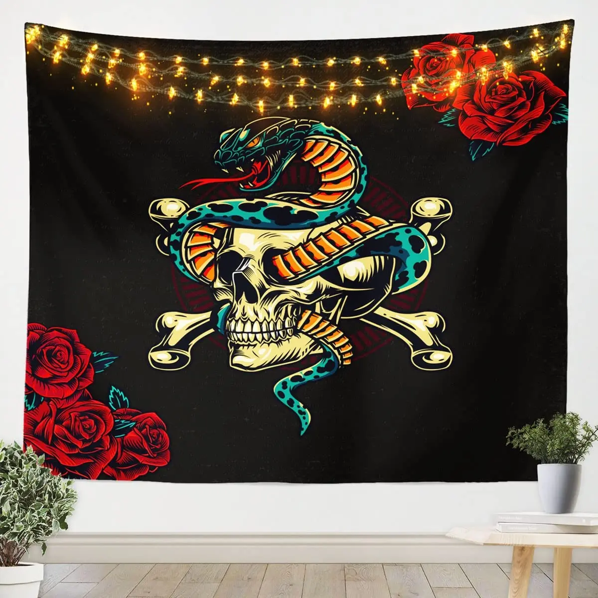 Bohemian Vintage Snake Tapestry Botanical Plants and Flowers Wall Hanging Tapestries for Living Room Bedroom Dorm Wall Decor