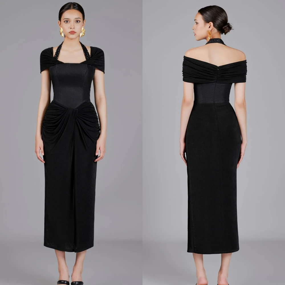 Customized Jiayigong     s Pleat Birthday A-line Halter Bespoke Occasion Gown Midi es