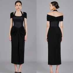 Customized Jiayigong     s Pleat Birthday A-line Halter Bespoke Occasion Gown Midi es