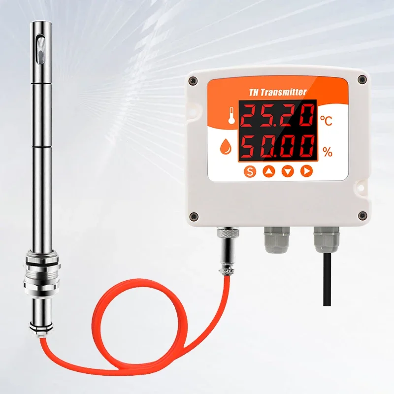 2026 Duct Mount Temperature Humidity Transmitter with Stainless Steel Sensor for HVAC and Cleanroom Environment Applications