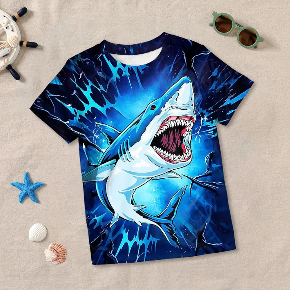 Camisetas informales para niños y niñas, divertidas camisetas con estampado 3d de dibujos animados, regalo de cumpleaños, ropa de verano para bebés, 2024