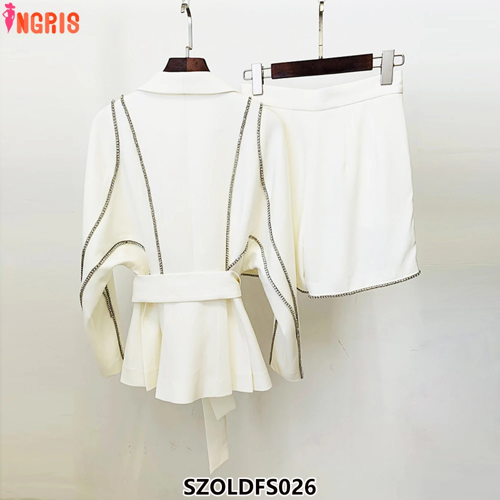 2025 أوائل ربيع جديد الأوروبية والأمريكية المشاهير أنيقة الخفافيش كم الماس حزام رداء غير رسمية-SZOLDFS026