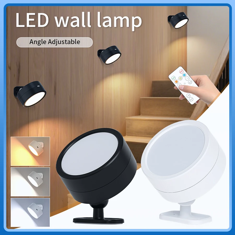 

Перезаряжаемый светодиодный настенный светильник RGB белого цвета, беспроводной настенный ночник для спальни, магнитный светильник с регулируемой яркостью и дистанционным управлением, прожектор