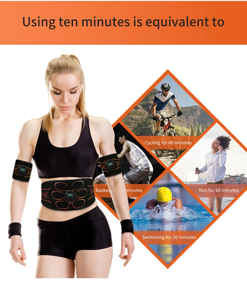 Bauchmuskel-Toning-Gürtel EMS Muskelstimulator Bauchtrainer Muskeltoner USB-Aufladung Körperformung Schlankheitsgerät für Arm und Rücken – Detail 8