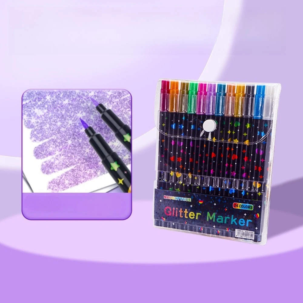 24 Colors Colorful Double-Ended Glitter Pens with Fast-Drying Glue-Like Ink - Fine Tip Tip-To-Base for Scrapbooking, Card Making image 5