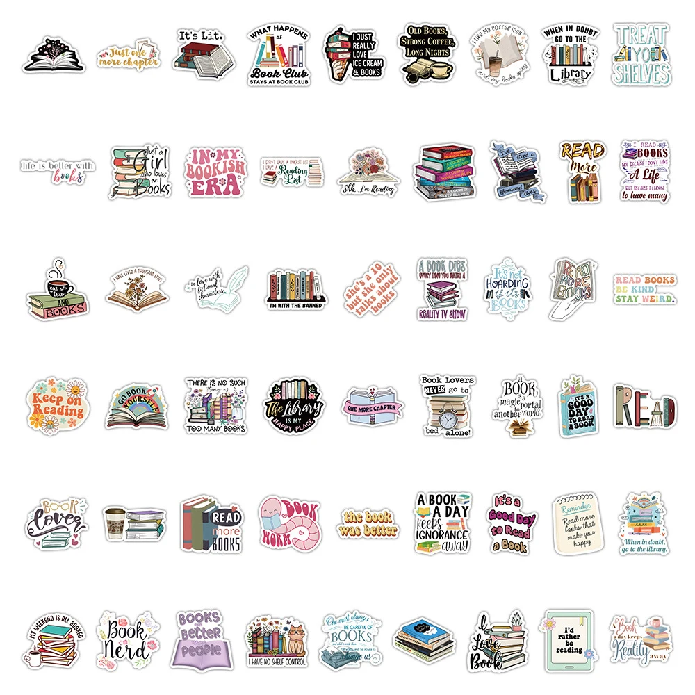 10/30/50PCS Cute Cartoon Reading Book Graffiti Stickers Decals Laptop Notebook Phone Fridge Cartoon Stationery Sticker Kids Toys