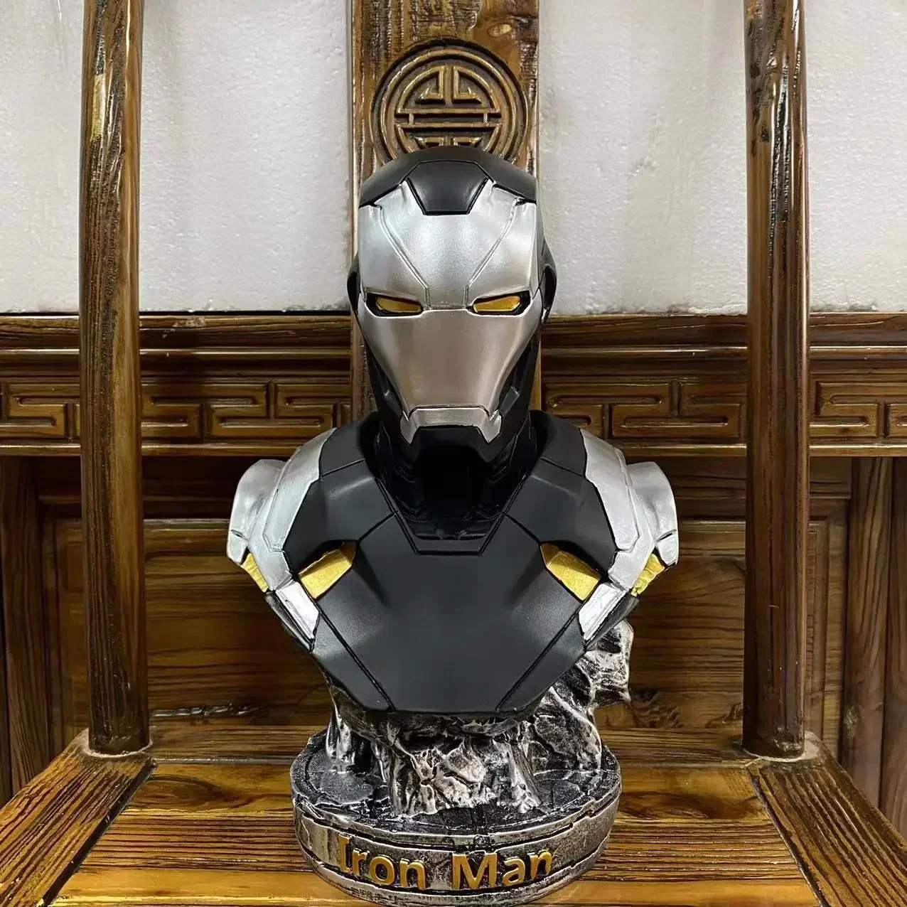 Marvel Avengers Homem de Ferro Anime Figura Busto, Periférico, Pantera Negra, Ornamento da Sala, Resina Coleção, Presente Surpresa, 1:1