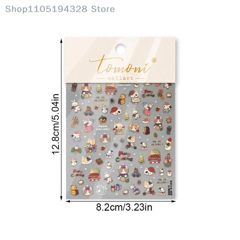 [MP] 1 ورقة لطيف كريستال الكرة الدانتيل قبعة حمراء نجمة القوس ندفة الثلج البطريق شجرة عيد الميلاد مسمار الفن ملصقات