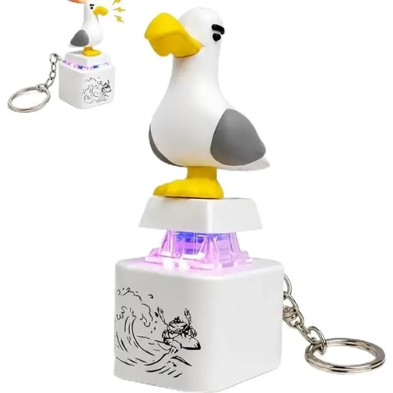 For Mine Seagull Keycap Keychain Luminous Sounding Stress Relief Creative Fidget Toy Portable Electronic Pendant for Adult