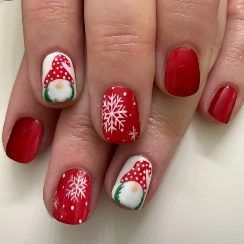 Desenhos animados papai noel unhas falsas cobertura completa vara unhas imprensa quadrada unhas manicure suprimentos