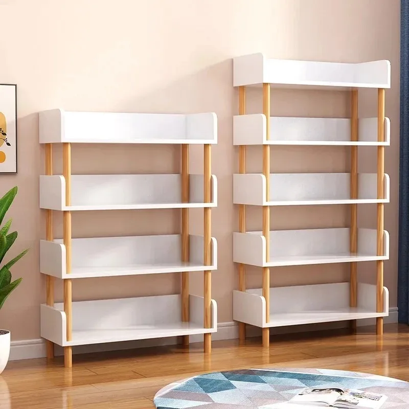 Simple bookshelf shelves floor floor, home living room against the wall, children's multi-storey storage, small bookcases,