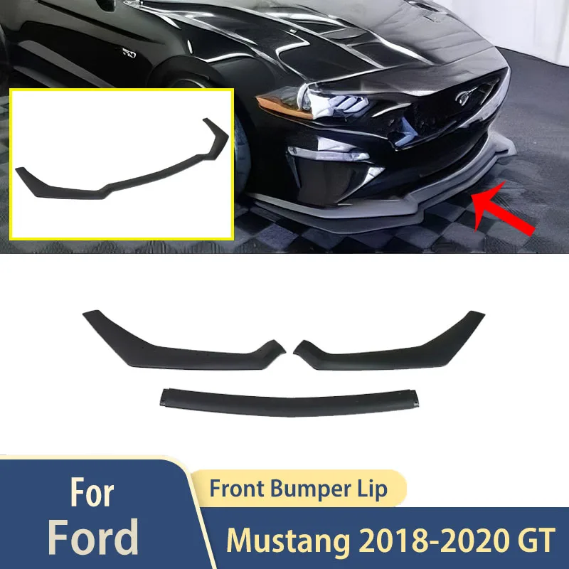 

Car Front Bumper Lip BodyKit For Ford Mustang 2018-2020 GT Style Exterior Splitter Spoiler Anti Scratch Trim Air Dam Accessories