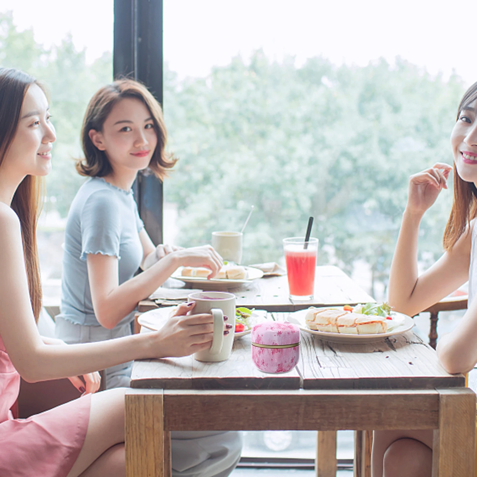 

2pcs Sealed Tinplate Tea Jar Compact Metal Tea Container Waterproof Household Storage Can For Home Kitchen Bar Use