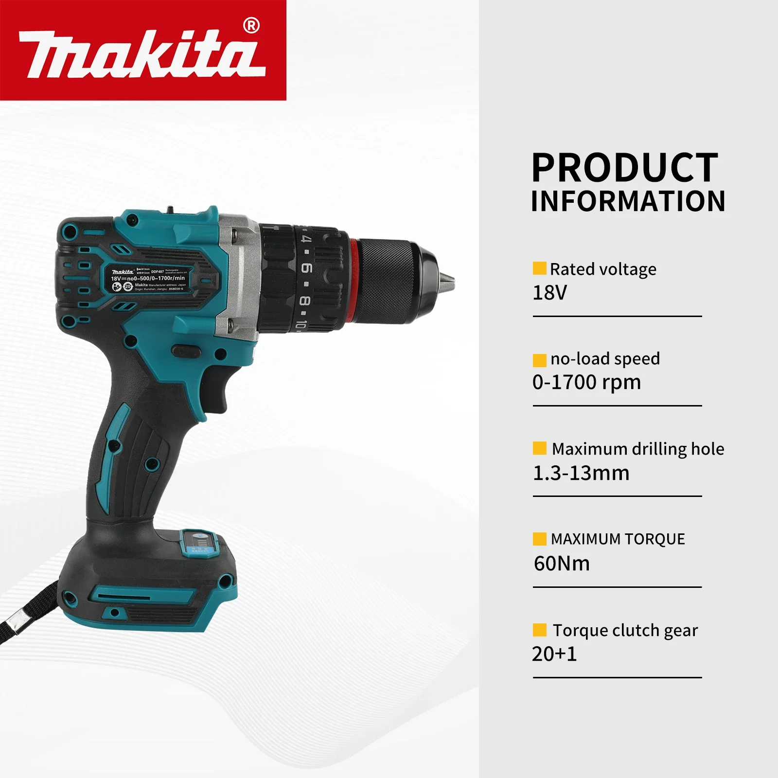 Makita DDF487 Compact Lightweight Drill Easy To Operate In Tight Corners And Hard-to-reach Installation Spots tools