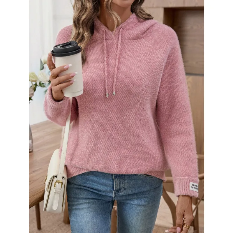 

Свитер женский, новая осенне-зимняя свободная верхняя одежда, универсальная толстовка с капюшоном из искусственного норкового бархата в ленивом стиле