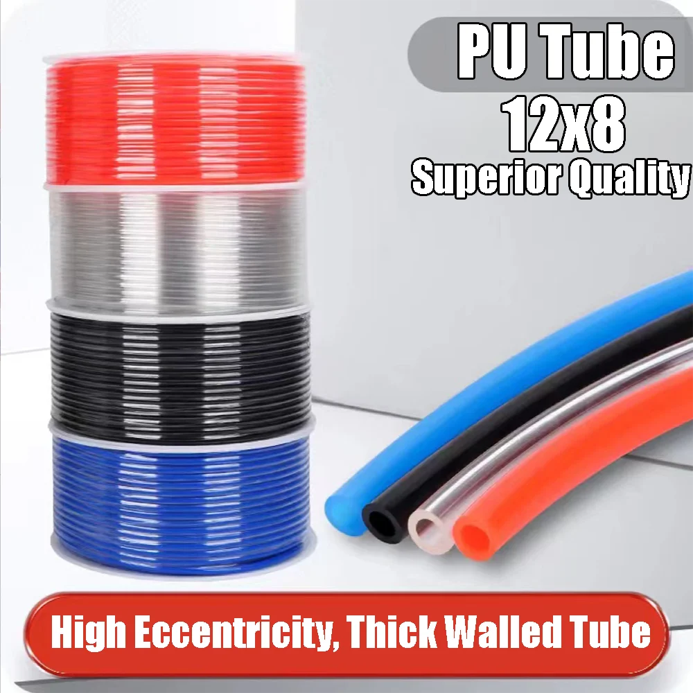 

Pneumatic PU High-Pressure Gas Pipe Air Compressor PU Hose, 12mmx8mm, Used For Water Fluid Transportation, Four Colors