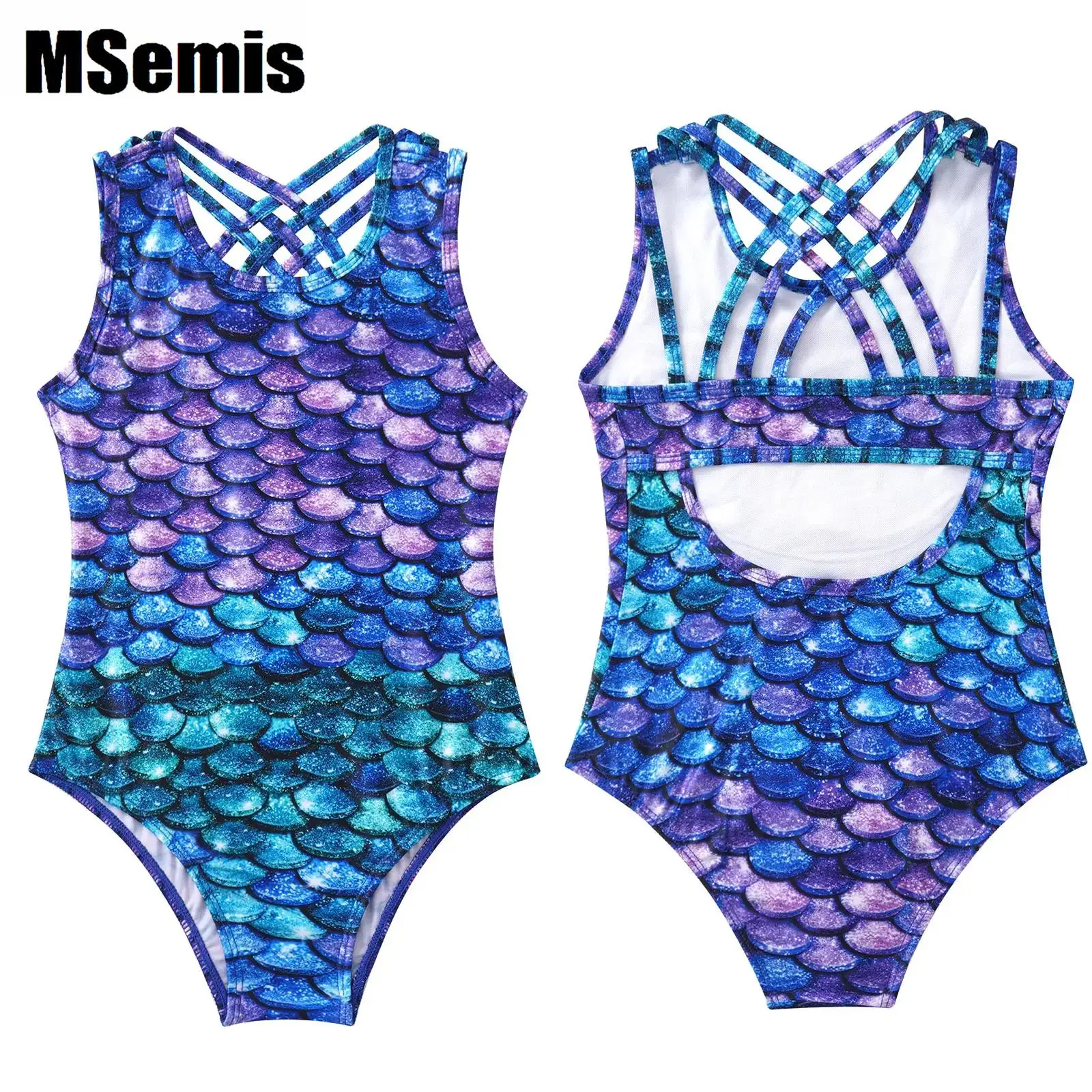 

Print Swimsuits for Kids Girls Straps Cross Rear Keyhole Back Various Leotard Bodysuit Jumpsuit for Ballet Dance Gym Yoga