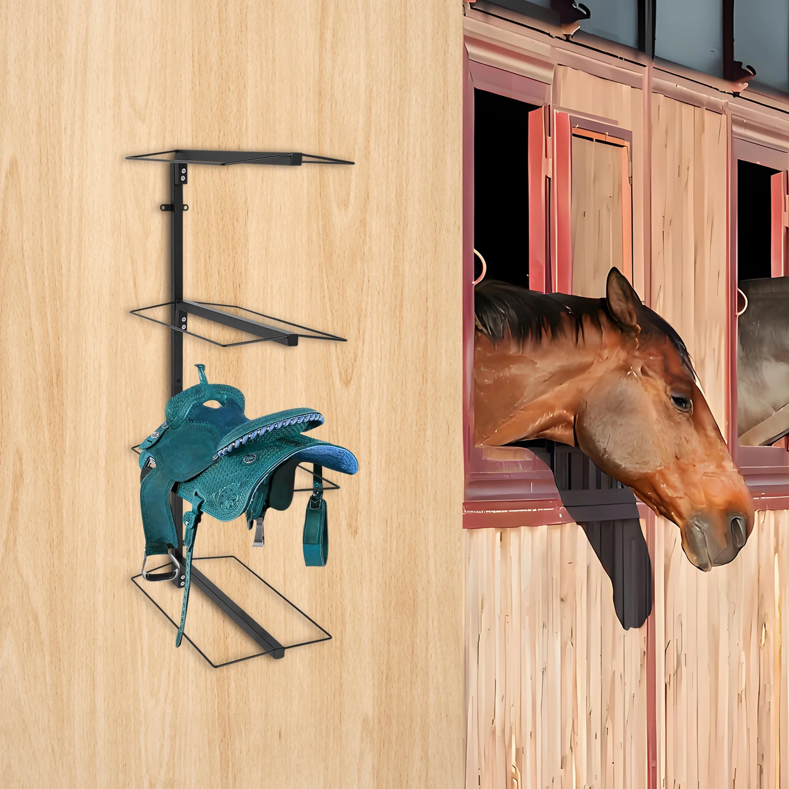 

4-tier Saddle Rack Wall Mounted Saddle Rack for Horse Tack Room Stable