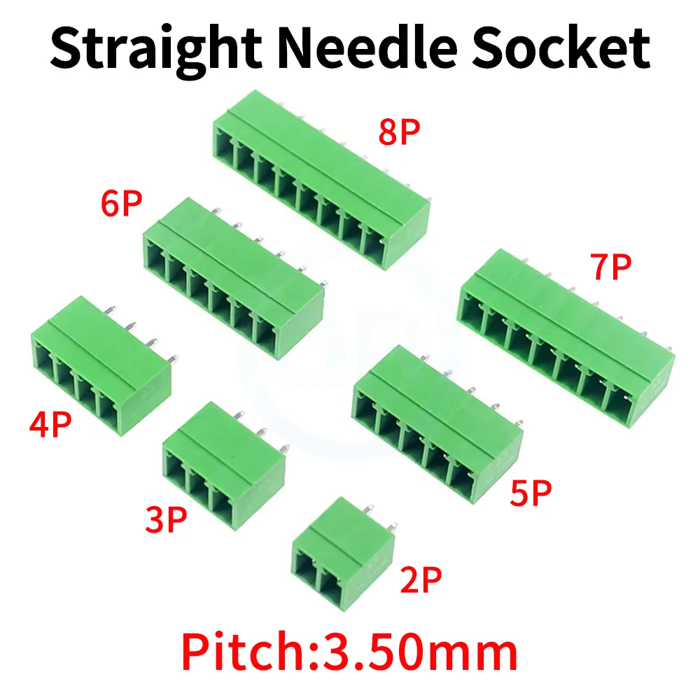 2EDG 3.5mm Sealed Bent Straight needle Right Angle Female socket Terminal Block Plug-in PCB Pin Holder 2-12Pin (10/100PCS)